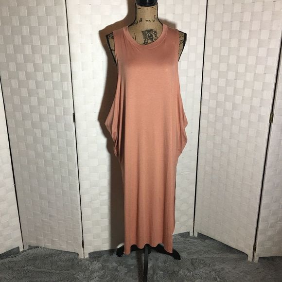 Elena Side Slit Casual Overlay Dress Marsala Spring Summer Medium - Picture 7 of 10